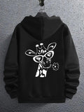 Men's Hoodie Whimsical Glasses Wearing Giraffe With Playful Floral Design Giraffe