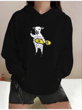 Women's Hoodie Cheerful Sheep With Yellow Skateboard Standing Playfully Sheep