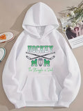 Men's Hoodie Hockey Mom Green Ice Skates With Sticks Mask And Modern Letters