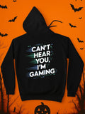 Men's Hoodie Cant Hear You Im Gaming Neon Lines On Black Hoodie
