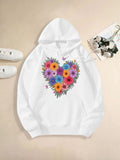 Women's Hoodie Colorful Spring Garden Heart With Blooming Flowers And Delicate Butterflies