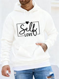 Men's Hoodie Self Love Inside A Rectangle Featuring A Heart Above Self Hoodie