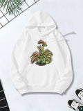 Women's Hoodie Greenery On Fresh Soil With Dewy Morning Light Venus Flytrap