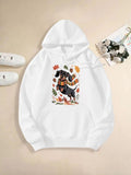 Women's Hoodie Autumn Leaves With Colorful Falling Surrounding Playful Happy Dog