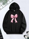 Women's Hoodie Soft Pink Satin Ribbon Bow Under Morning Light