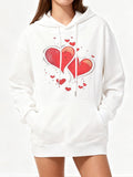 Women's Hoodie Romantic Red Splattered Paint Double Broken Heart Design Hoodie