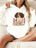 Women's Hoodie Calm Autumn Leaves Beside A Sitting Spaniel Dog
