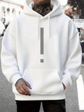 Men's Hoodie Minimalist Black Linework On Soft White Cotton Hoodie