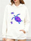 Women's Hoodie Vibrant Underwater Scene With Three Swimming Patterned Sea Turtle
