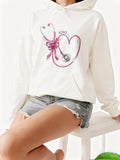 Women's Hoodie Xoxo Pink Satin Bow And Stethoscope Heart Design