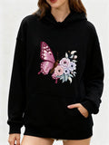 Women's Hoodie Soft Pink Butterfly And Delicate Pastel Flowers Surrounded By Gentle Petals Butterfly