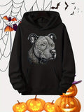 Men's Hoodie Detailed Canine Portrait Surrounded By Intricate Line Art Dog