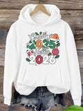 Women's Hoodie Goodbye 2025 Hello 2026 Christmas Ornaments With Festive Leaves Hoodie