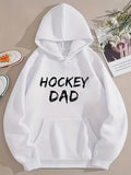 Men's Hoodie Hockey Dad Bold Artistic Text On Clean White Hoodie