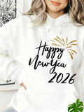Women's Hoodie Happy New Year Firework With Festive Celebration Elements 2026
