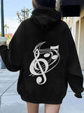 Women's Hoodie Flowing Melody With Swirling Lines Musical Note
