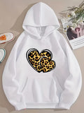 Men's Hoodie Leopard Pattern Hearts Surrounded By Bold Black Outline On Hoodie