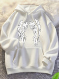 Women's Hoodie White Radiant Feathery Patterns Reflecting Mystical Morning Light Angel Wings