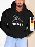 Men's Hoodie Vocalist Bold Modern Line Art With Microphone And Hand
