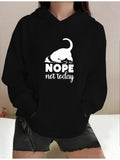 Women's Hoodie Nope Not Today Sleeping Cat Illustration Hoodie