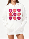 Women's Hoodie Say Yes Love Be Mine Kiss Me Hug Me Miss You Text Hearts