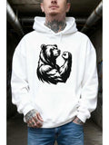 Men's Hoodie Powerful Muscular Bear Illustration With Strength And Fierce Expression Bear