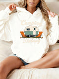 Women's Hoodie Camping Therapy Retro Trailer With Two Cozy Chairs Under Sunny Skies