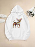 Women's Hoodie Colorful Abstract Design With Playful Energetic Patterns Chihuahua