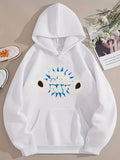 Men's Hoodie Happy Day Cheerful Spiked Blue Graphic With Playful Cartoon Eyes Hoodie