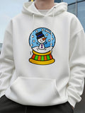 Men's Hoodie Cheerful Winter Wonderland Scene With Colorful Snow Globe Snowman
