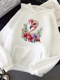 Men's Hoodie Tropical Paradise With Colorful Flowers Surrounding A Graceful Flamingo