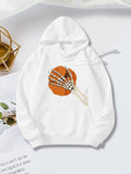 Women's Hoodie Vintage Skeleton Hand Holding An Autumn Orange Pumpkin