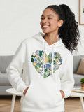 Women's Hoodie Lush Greenery With Springtime Wildflowers Forming A Delicate Heart Shape