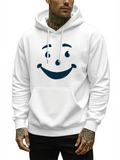 Men's Hoodie Bold Minimalist Black Smiling Face Print Hoodie