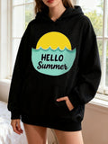Women's Hoodie Hello Summer With Bright Sun Over Gentle Blue Waves