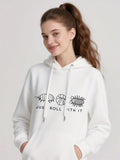Women's Hoodie Just Roll With It Hand Drawn Insect Cartoon Linework Featuring Armadillo