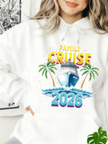 Women's Hoodie Family Cruise Tropical Palms Ocean Waves With Large Ship