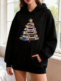 Women's Hoodie Colorful Christmas Tree Shaped With Crayons And Gold Star Artwork