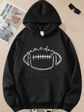 Women's Hoodie Gameday Simple Line Art Football Under Handwritten Script