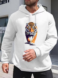 Men's Hoodie Bold Artistic Brush Strokes With Deep Orange Shadows Majestic Tiger