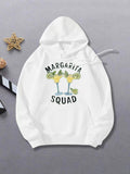 Women's Hoodie Margarita Squad With Fresh Lime And Cocktail Glasses Illustration