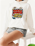 Women's Hoodie Happy New Year Colorful Fireworks Celebrating Festive Joyful Holiday 2026