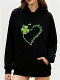 Women's Hoodie Glowing Clover Leaves Forming A Heart With Butterflies