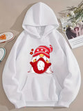 Men's Hoodie Winter Holiday Gnome Sitting With Red Hat And White Beard Gnome