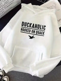 Men's Hoodie Duckaholic Bold Lettering With Simple Black Silhouette Of A Flying Duck Hoodie