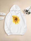 Women's Hoodie Golden Sunlight With Petals Radiating Calm In Single Sunflower