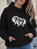 Women's Hoodie Three Overlapping Speech Bubbles With Question Marks Graphic Hoodie