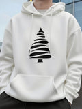 Men's Hoodie Monochrome Minimalist Spiraling Winter Holiday Tree