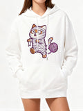 Women's Hoodie Playful Yarn With Curious Mummy Cat Wrapped In Bandages Cat