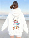 Women's Hoodie I Dont Give Duck Wearing Colorful Scarf Near Ocean Duck